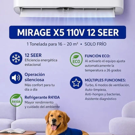 Aire Minisplit Mirage SETCHF120C X5 12000Btus Frío 110v