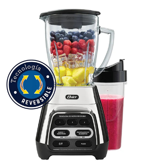 Licuadora Oster BLSTPYG1311NBG programas automáticos, tecnología reversible y vaso Blend-N-Go