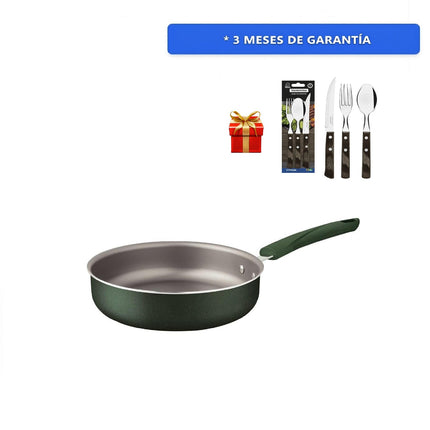 Sarten Tramontina 28317224 Recta 24cm Lyf  + Cubiertos de Regalo