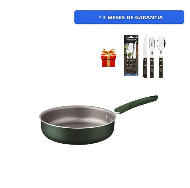 Sarten Tramontina 28317224 Recta 24cm Lyf  + Cubiertos de Regalo