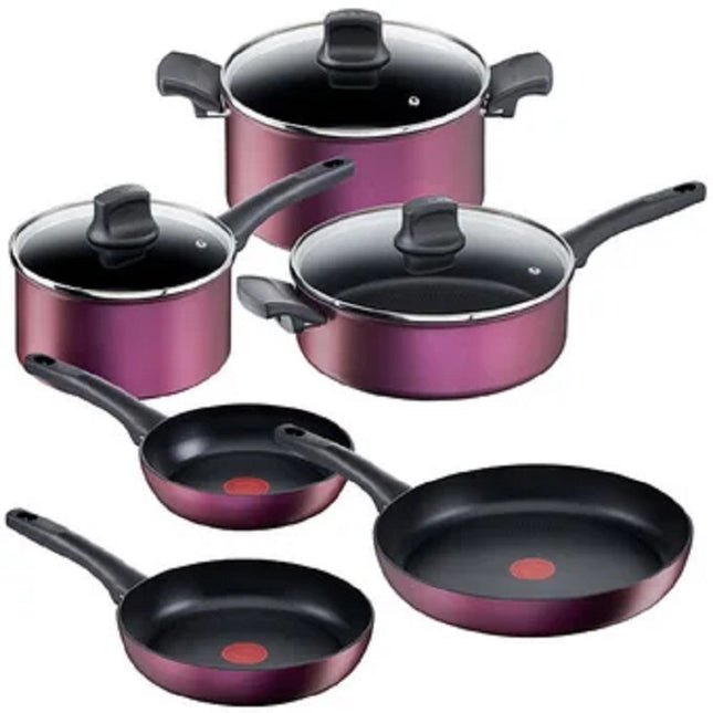 Batería de Cocina T-Fal G2789082 9 Piezas Ultimate morada en aluminio