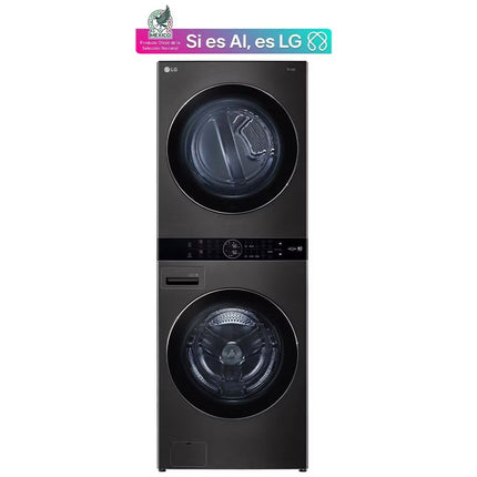 Torre de Lavado LG WK0260B Washtower Carga Frontal Lavadora y Secadora Inverter Ai Dd con Conectividad LG Thinq 22Kg / 22Kg Wk22Bs6 Negra