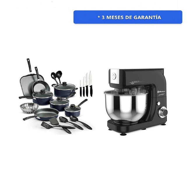 Bateria de cocina Tramontina 32300191 22pz primaware Azul + Batidora Koblenz BPKM-800 IN de pedestal 6 Vel Tazón 4.8 L
