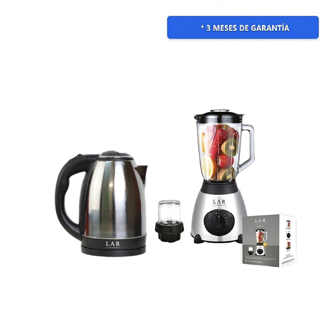 Combo Hervidor electrico LAR LARLB-0005 Capacidad de 1.5L 900w + Licuadora LAR LARLB-0003 1.5L 300w de vidrio