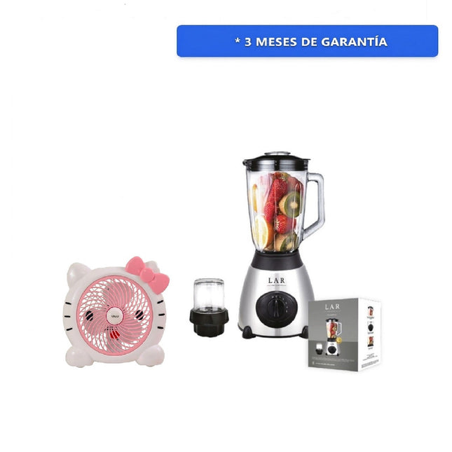 Combo Licuadora LAR LARLB-0003 1.5L 300w de vidrio + Ventilador Fussion/YIWU VENT-0015 portatil Katty 6" 2 Vel
