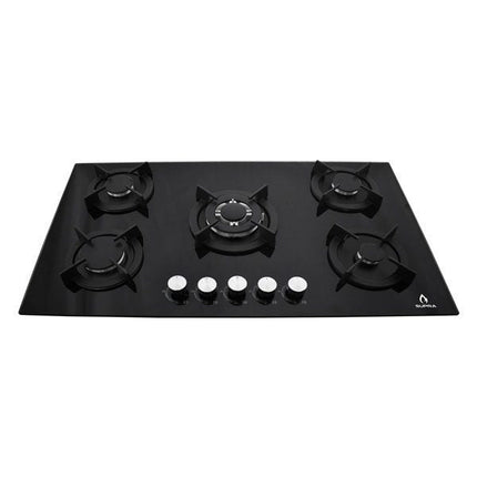 Parrilla de gas ONIX 90 empotrable con 5 quemadores de cristal templado negro