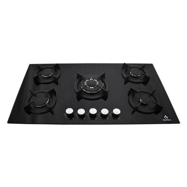 Parrilla de gas ONIX 90 empotrable con 5 quemadores de cristal templado negro