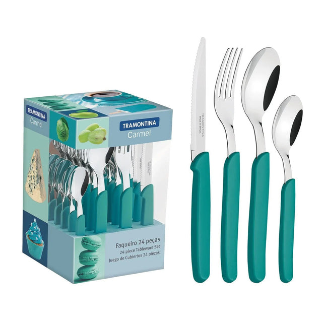 Juego de Cubiertos Tramontina 23499025 Carmel 24 Piezas Turquesa