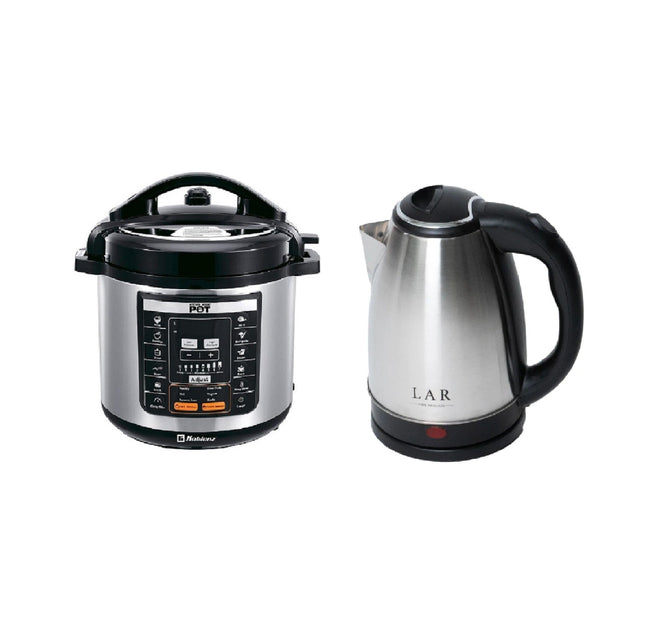Combo Olla de presión Koblenz Kitchen Magic Pop KMP-1000 IN electrica + Hervidor electrico LAR LARLB-0005 Capacidad de 1.5L 900w