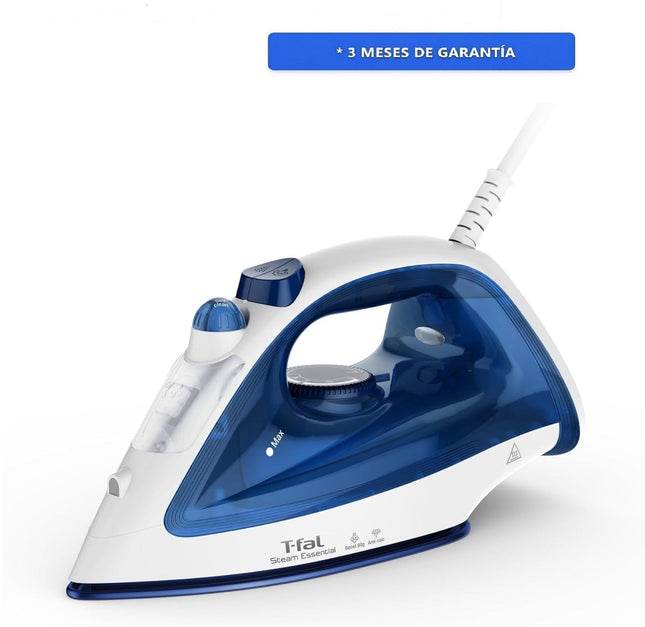 Plancha de Vapor T-Fal FV1050X0 Steam Essential Blanca/Azul Suela Antiadherente 1200 W