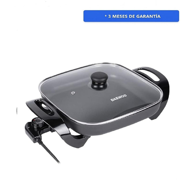 Sartén Eléctrico Daewoo DEP-3650 Antiadherente, tapa de vidrio transparente Negro