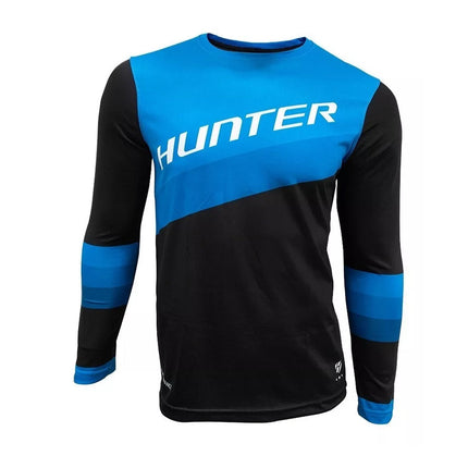 Jersey Hunter Azul Con Negro Manga Larga HTRJY02