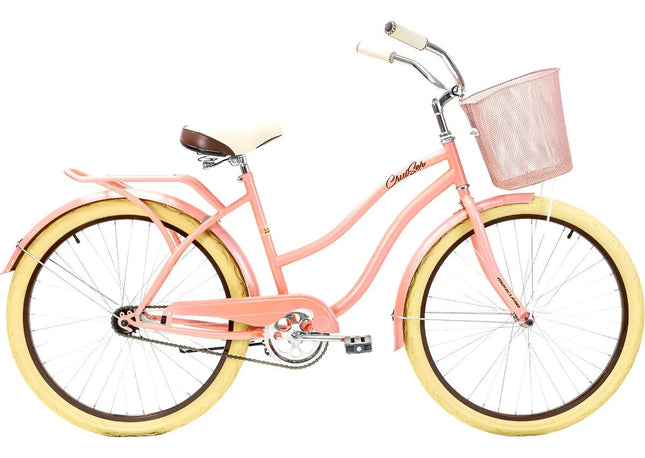 Bicicleta Mercurio Cruiser Retro Salpicaderas Rodada 26 Color Salmón