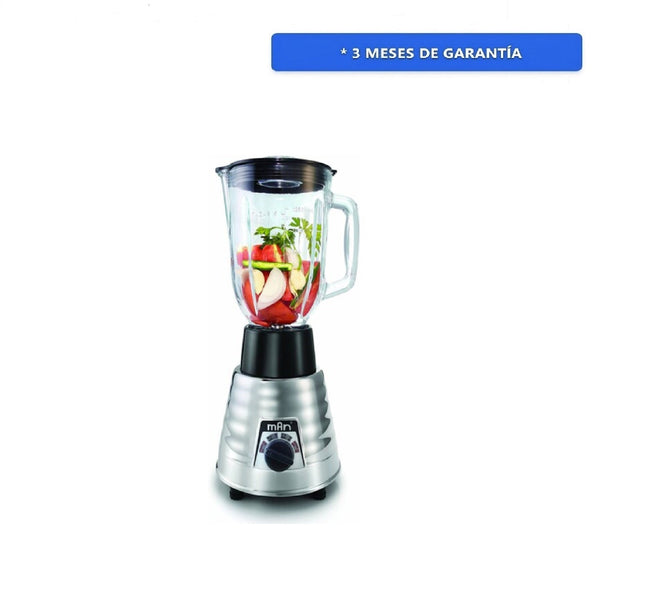 Licuadora MAN LMV-201  Vaso Vidrio 600W Titanio 2 VEL, Cromo-Negro