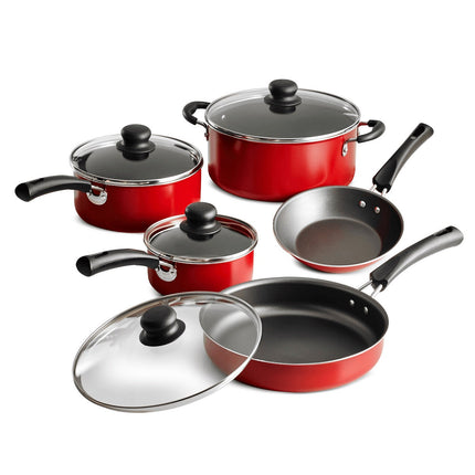 DUO Jgo de cubiertos Tramontina 66905/094 Havaí 24 piezas acero inox + Batería de Cocina 80112/646 Simple Cooking, 9 Pzs Rojo