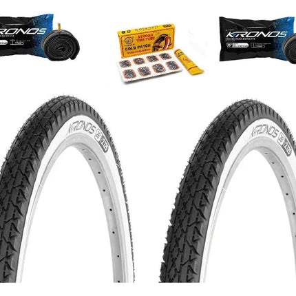 Par Llanta 26 X 2.125 Cruisier Cara Blanca + Camaras + Parch