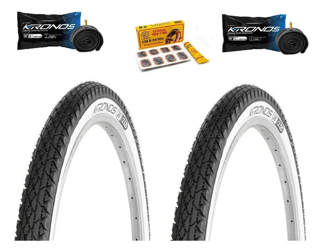 Par Llanta 26 X 2.125 Cruisier Cara Blanca + Camaras + Parch