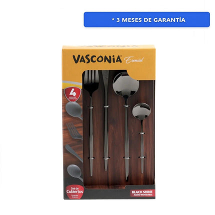 Juego De Cubiertos Vasconia Esencial 16N Negro 16pzas