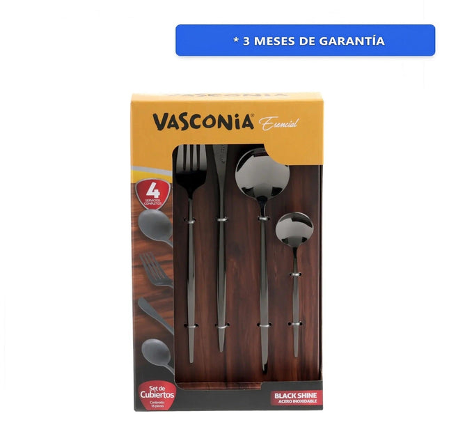 Juego De Cubiertos Vasconia Esencial 16N Negro 16pzas