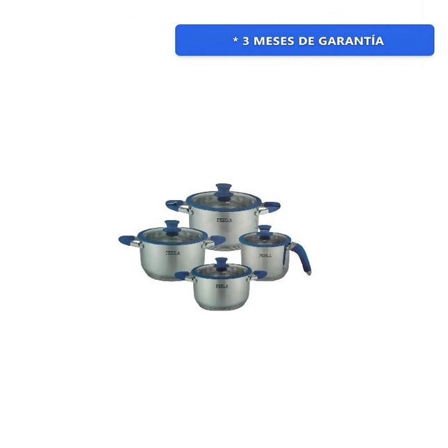 Bateria Perla Almar T801AZ 8 Pzs Acero Inox Rosa