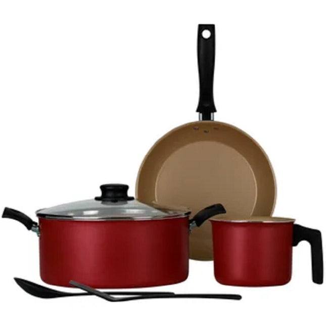 Batería de Cocina Tramontina 27899112 Turim Rojo 6 piezas