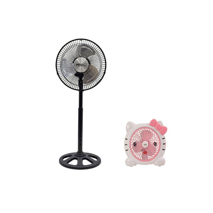 Combo Ventilador MTZ TOYS FAN-10 360 Multi Oscilación + Ventilaador Fussion/YIWU VENT-0015 portatil Katty 6" 2 Vel Ajustables