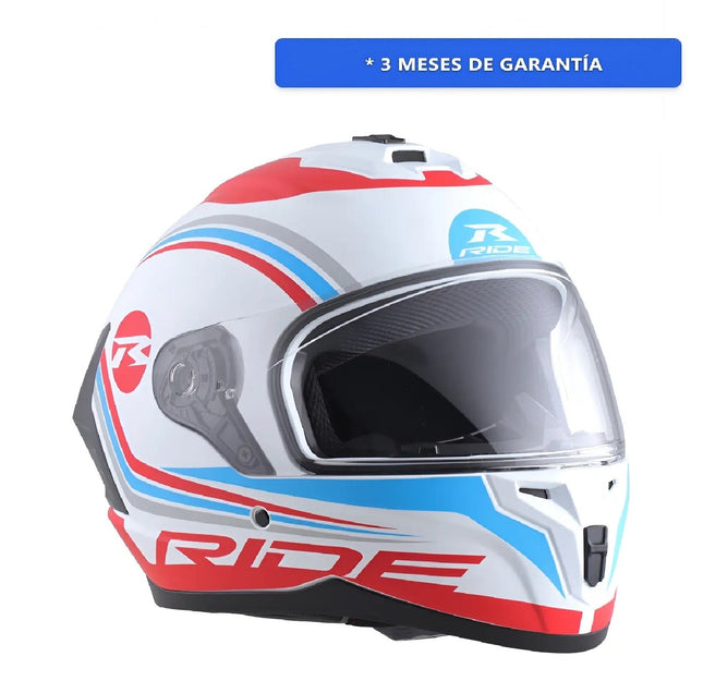 Casco Motociclista Integral Track El Fearless Bco/ Rj Xl
