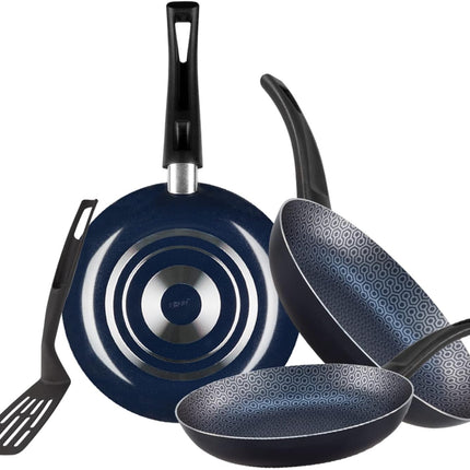 Juego de Sartenes 3 Piezas Ekco 964273 Azul de Aluminio con Utensilio
