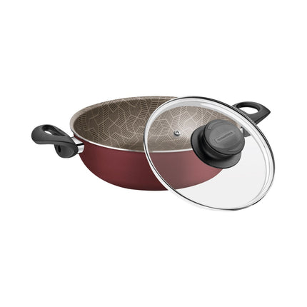 Arrocera Tramontina 28517724 Paris Rojo con Tapa de Vidrio 24 cm 2,8 L