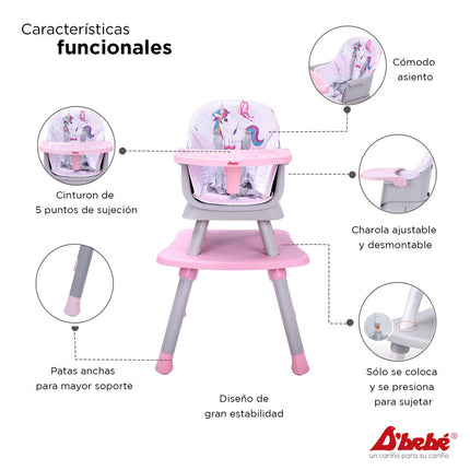 SILLA ALTA GROW WHIT ME 4 EN 1 ROSA