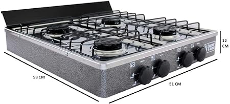 Super Flama 4Q-T Estufa De Gas De 4 Quemadores Acero