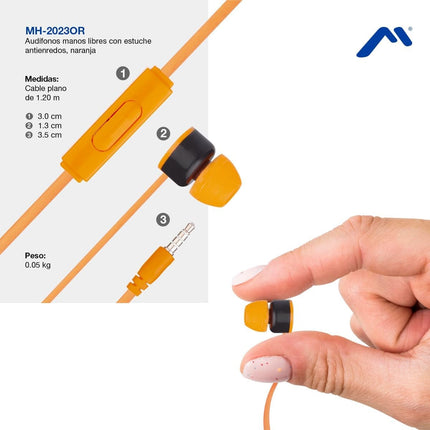 Audífonos Manos Mitzu MH-2023OR  Libres con Estuche Anti-Enredos