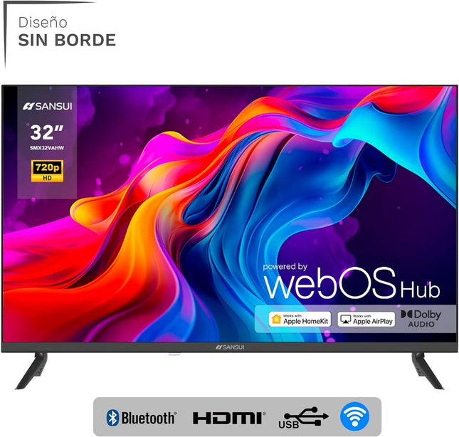 Pantalla SANSUI SMX32VAHW TV 32" HD Smart TV, WiFi Sistema Operativo Web/OS Series