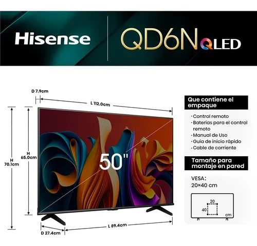 Pantalla Hisense 50QD6NV 50" QLED 4K / UHD VIDAA