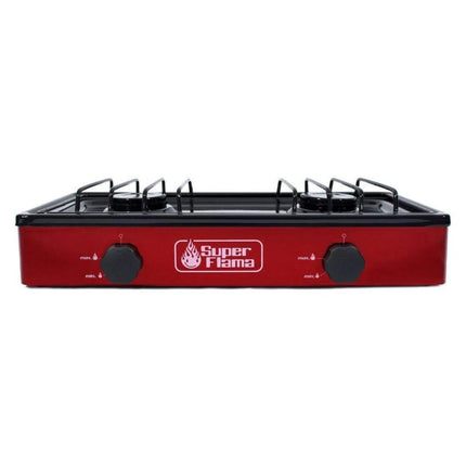 Parrilla de Gas Super Flama 2Q-CA-V 2 Quemadores / Cubierta de Acero Vino