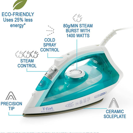 Plancha T-Fal FV1742U0 Eco Master de 1400 W blanca/azul