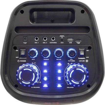 Bafle Recargable Fussion Spinner PBS-8X3001 de 8" Bluetooth y 2 Micrófonos