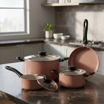 Bateria De Cocina Tramontina Linz 28299308 7 Pz Antiadherente Nude