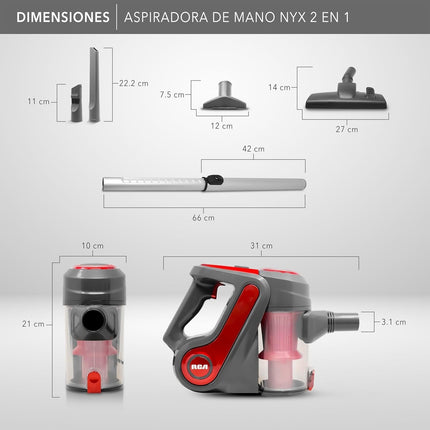 Aspiradora de Mano NYX RCA RC-A1 – 2 en 1 para Hogar y Auto con Succión Potente