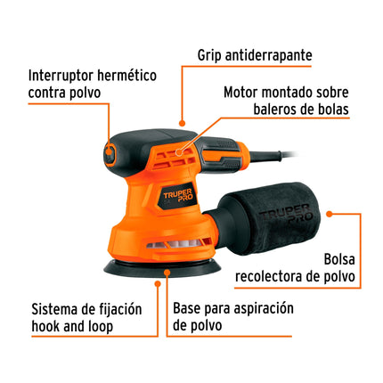 Lijadora roto orbital TRUPER PRO LIRO-5A2  5"260W