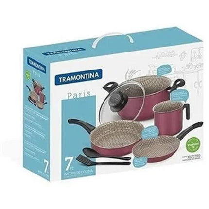 Batería de Cocina Tramontina 20599/761/789 Paris Rojo 7 Piezas