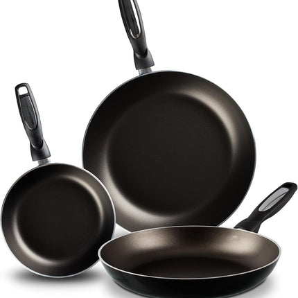 Juego de Sartenes Vasconia 3PACKIVYSTON Antiadherente 3 Piezas de Aluminio Negro