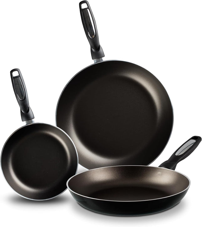 Juego de Sartenes Vasconia 3PACKIVYSTON Antiadherente 3 Piezas de Aluminio Negro