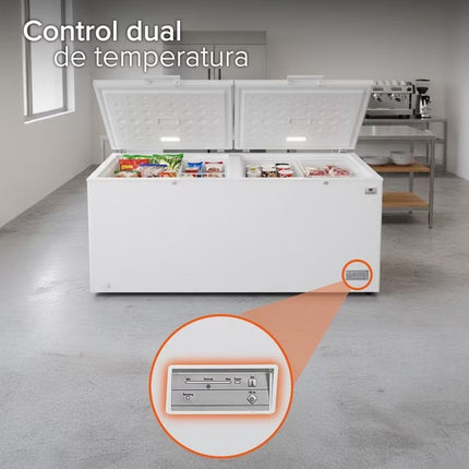 Congelador White-Westinghouse WWCCF25708LHWDD Horizontal 25 Pies 708 Litros Control Dual de Temperatura Luz Interior Cerradura con Llave Alta