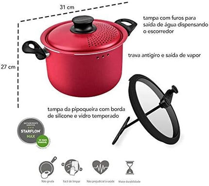 Olla París Tramontina 20598710 Multifuncional Antiadherente Aluminio Rojo