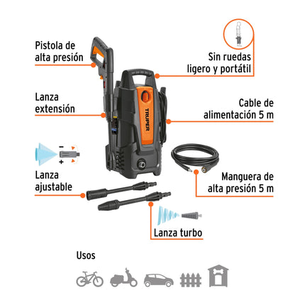 Truper Combo Aspiradora ASP-03N Seco-mojado 3 Gal 3 Hp 127V + Hidrolavadora eléctrica HILA-1500 de 1500 PSI
