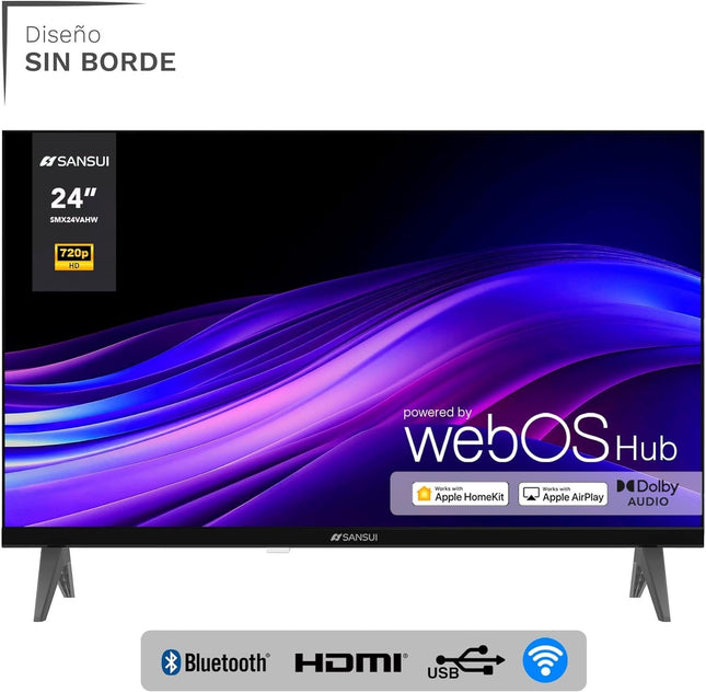 Pantalla SANSUI SMX24VAHW TV 24" HD Smart TV, WiFi Sistema Operativo WebOS Series