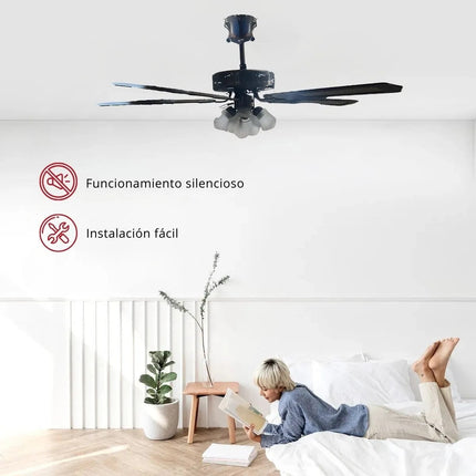 Ventilador De Techo Apolo A52AC5L4C A 52 Pulgadas 1.32 M 60 Hz Cobre Café