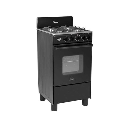 Estufa Midea MGS20FS1BABB 20"4 Quemadores Cubierta Acero Inox Negro