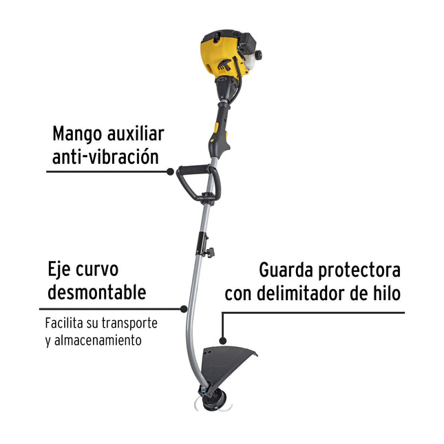 Desbrozadora a gasolina Truper DES-25P 25cc mango tipo "D", 17"corte, curv